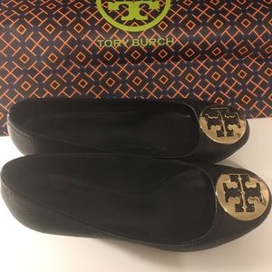 Tory Burch Low Heels Wedge, Black, Size 6.5